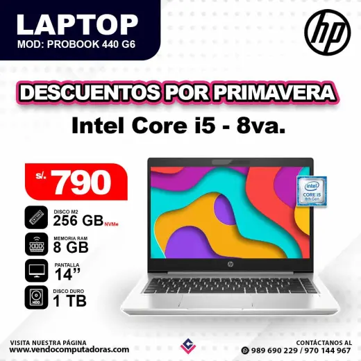 Laptop HP Intel Core i5 - 8va. Generacion