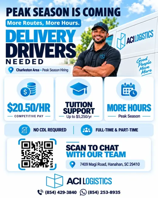 Delivery Driver — 4X10 schedule — $20.50/hr to Start