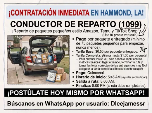 Conductores de Reparto (1099) - Paquetes Pequeños - Hammond, LA