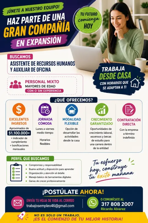 Únete a Nuestra Compañía en Expansión como Asistente de RRHH
