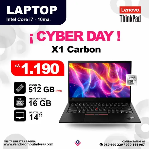 Laptop Lenovo ThinkPad X1 Carbon core i7 - 10ma.