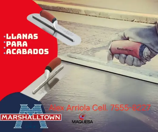 Llanas de acero para acabados, extremos redondeados 20 Pulg. MARSHALLTOWN.