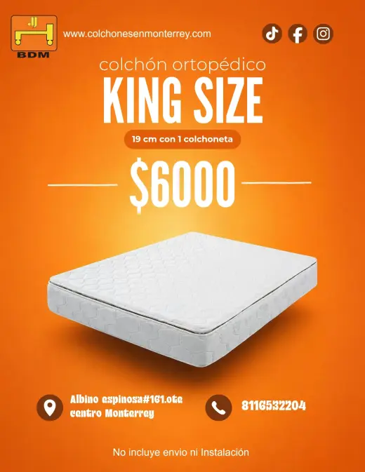 ¿Ya conoces nuestro Colchón Ortopédico King Size de 19 cm en Monterrey?