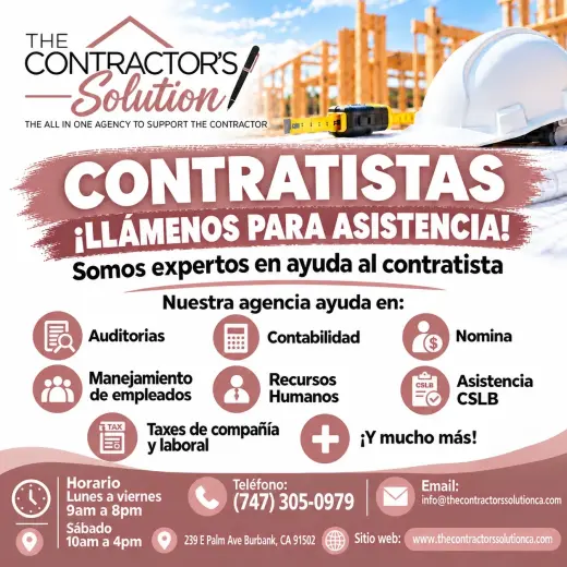 Contratistas, necesita ayuda? Llamenos hoy!