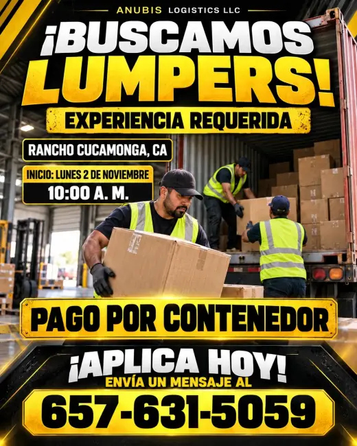 📢 ¡ESTAMOS CONTRATANDO LUMPERS!