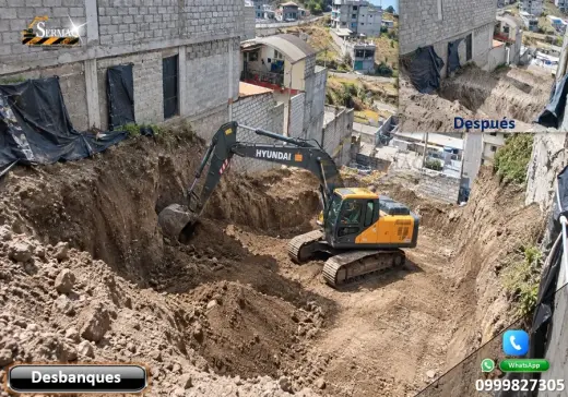 Limpieza de terrenos, Desbanques, Demolición, Excavación.