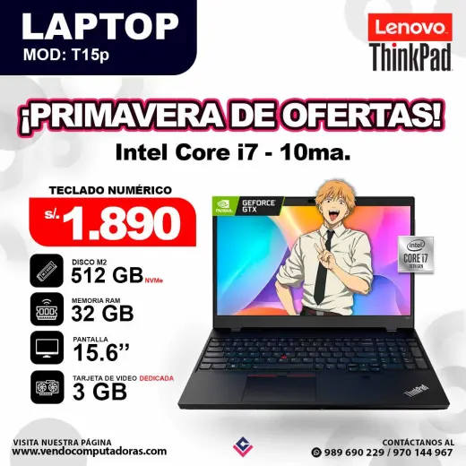 Laptop Lenovo Thinkpad T15p core i7 - 10ma