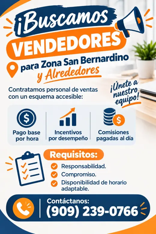 Vendedores para Zona San Bernardino y Alrededores