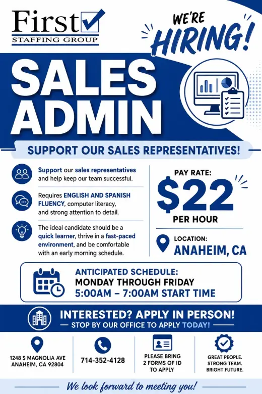 SALES ADMIN - ENTRY LEVEL