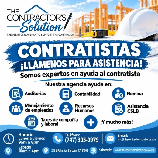 Contratista, necesita ayuda? Llamenos hoy para asistirle!