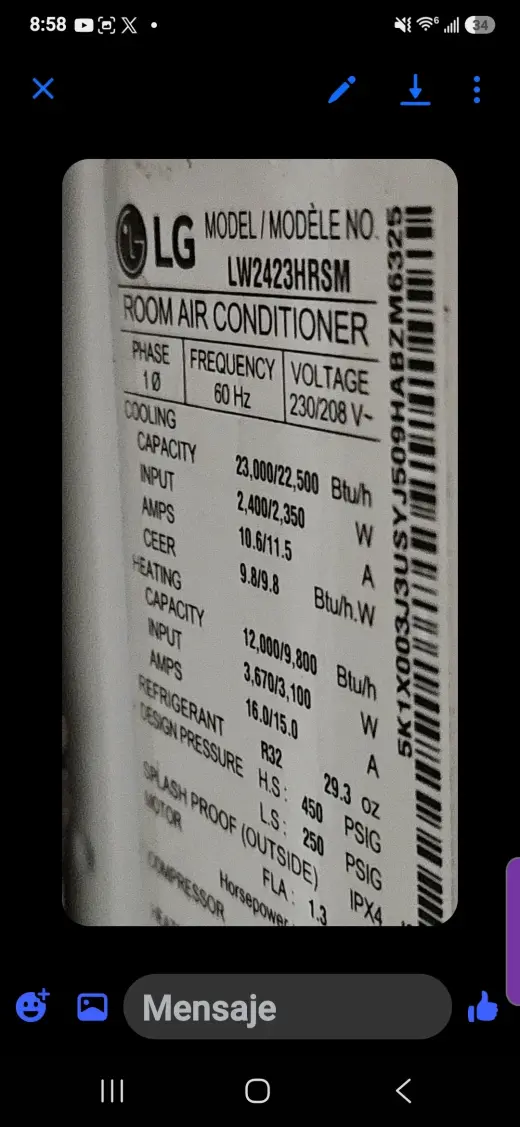 Vendo aire acondicionado nuevo