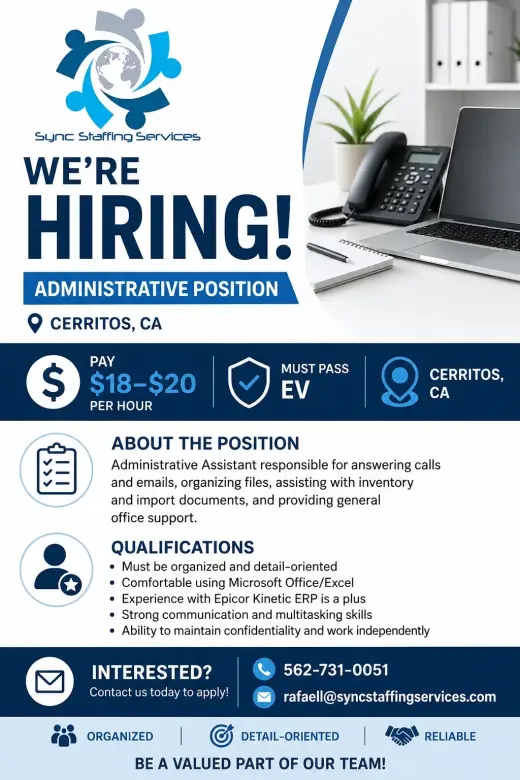 🚨 NOW HIRING: Administrative Assistant 🚨