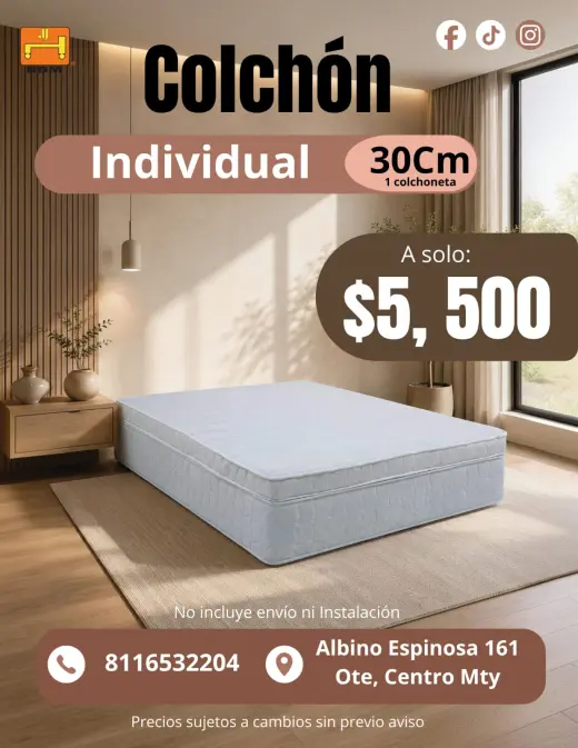 ¿Buscas un Colchón Individual Ortopédico de 30 cm  en Monterrey ?