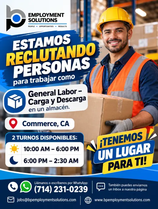 📦 General Labor –COMMERCE, CA! 🚨