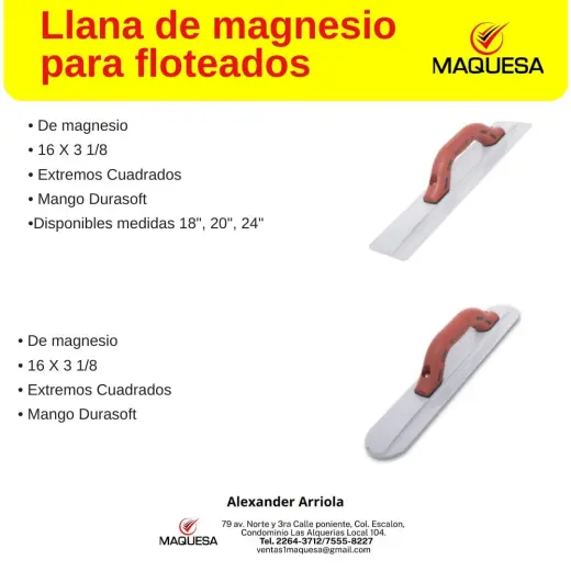 Llanas de Magnesio para concreto, manuales MARSHALLTOWN USA.