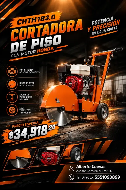 CORTADORA DE PISO CHTH183.0 | POTENCIA Y PRECISIÓN PARA TU OBRA