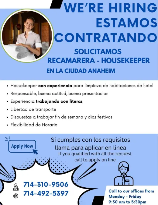Se Busca Recamarera en Anaheim