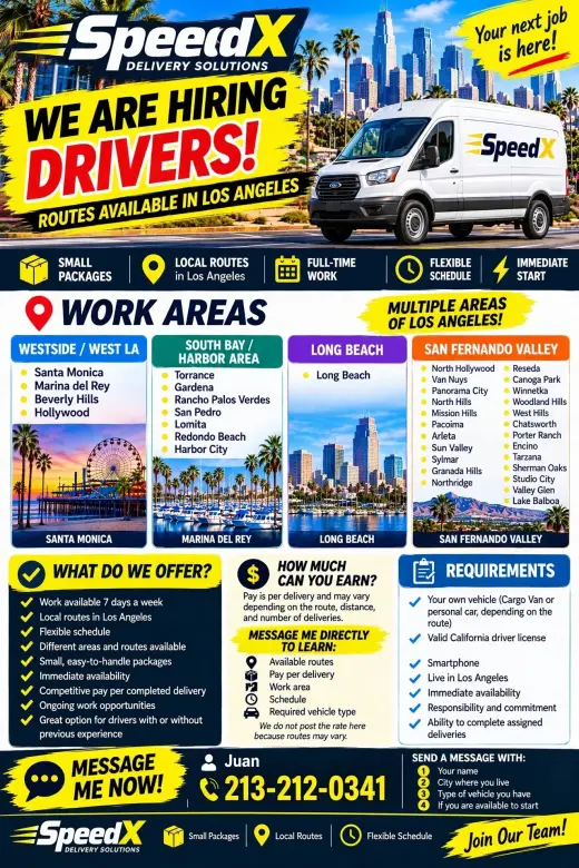 SPEEDX IS HIRING DRIVERS IN LOS ANGELES!