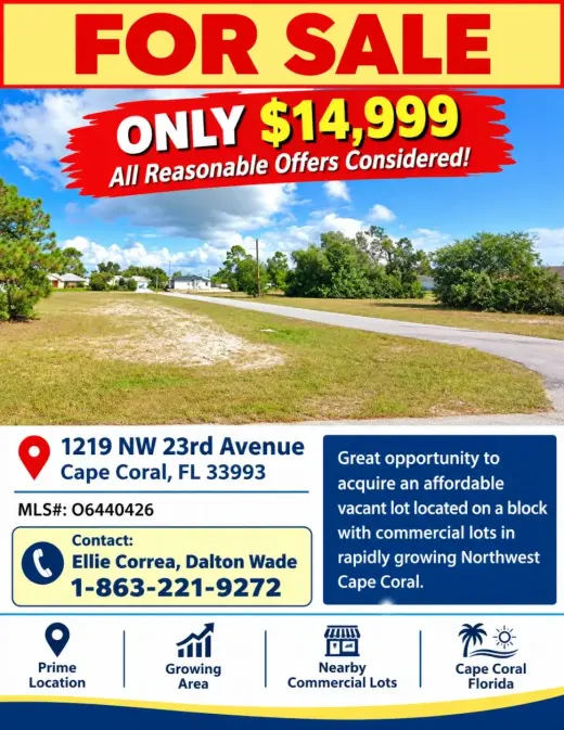 Parcela comercial de Cape Coral (sin dormitorio, sin baño)