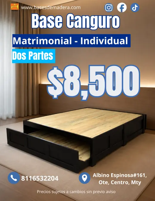 Base Canguro Matrimonial + Individual en 2 Partes en Monterrey | Ahorra Espacio