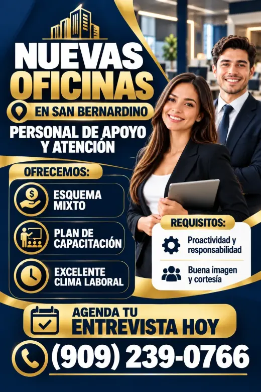 Nuevas Oficinas en San Bernardino – Personal de apoyo y atención