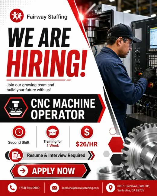 🚨 We're Hiring: CNC Machine Operator 🚨