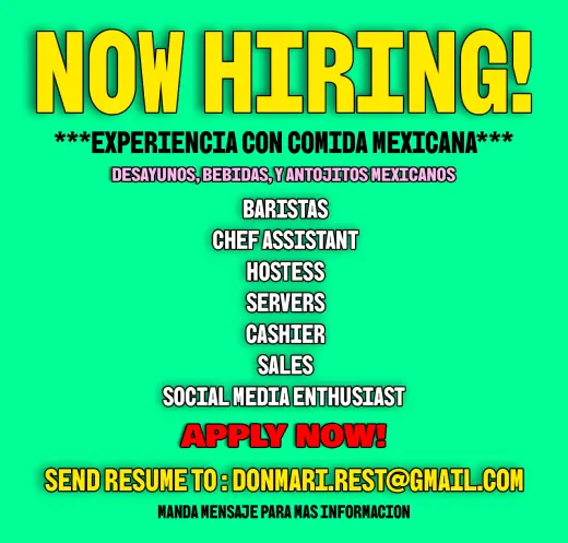 Solicitando Personal en Restaurante de Comida Mexicana ( La Cañada, Ca.)