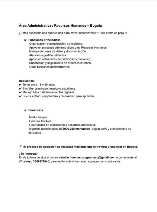 CONVOCATORIA ABIERTA DE TRABAJO EN CASA