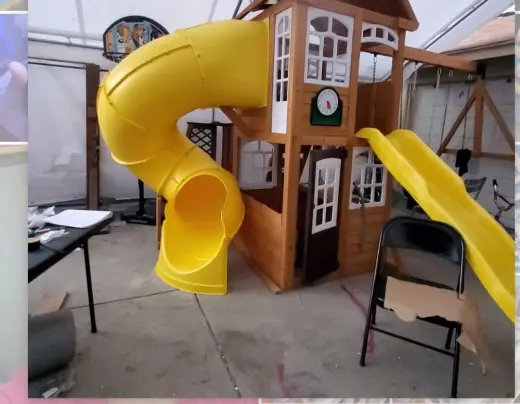 Casa de Juego de Madera para Niños con Tobogán y Tubo