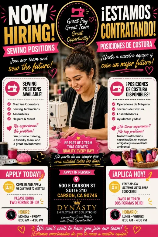¡Estamos Contratando ! Now Hiring