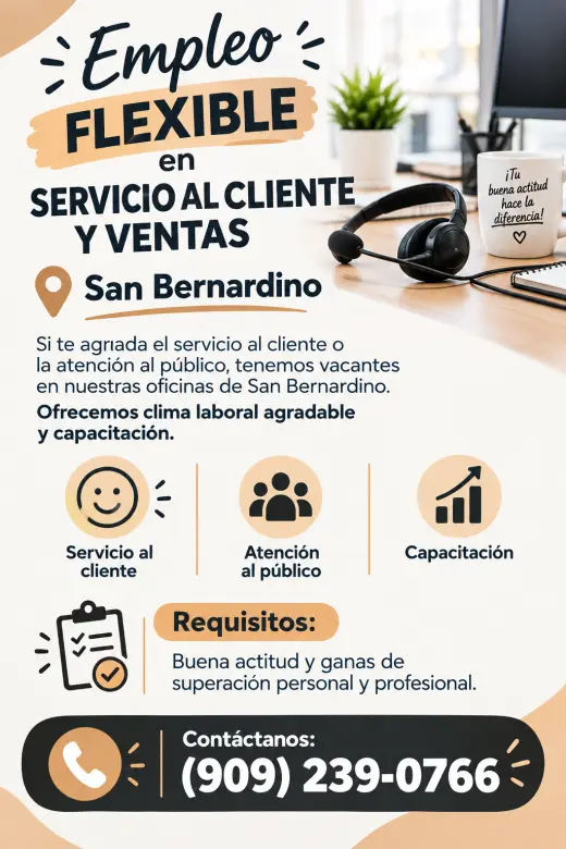 Empleo Flexible en Servicio al Cliente y Ventas