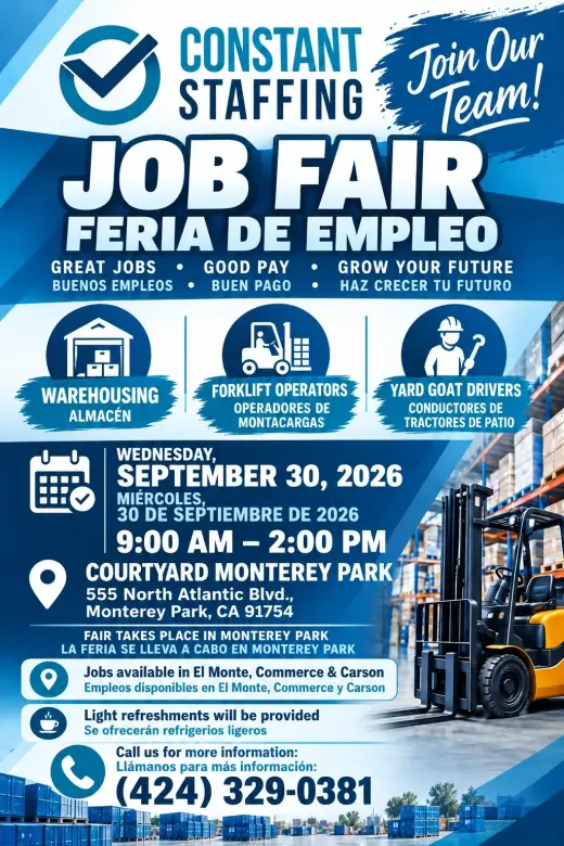 ¡ÚNETE A NUESTRA FERIA DE EMPLEO EN MONTEREY PARK!