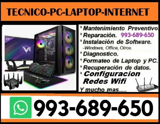 TECNICO INTERNET PC LAPTOP CAMARAS WIFI REPETIDORES CABLEADOS