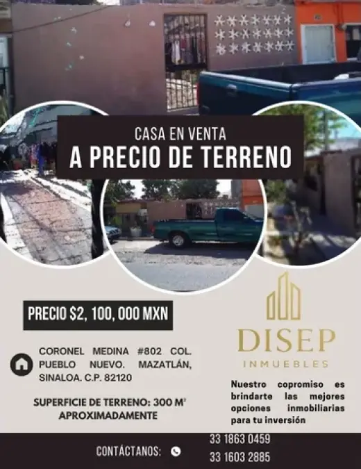 Casa precio terreno Mazatlan