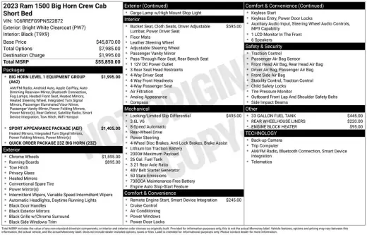 Ram 1500 2023 4x2 Big Horn 4dr Crew Cab 5.6 ft. SB Pickup
