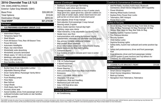 Chevrolet Trax 2016 LS 4dr Crossover w/1LS