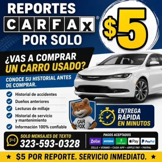 REPORTE DE CARFAX SOLAMENTE $5