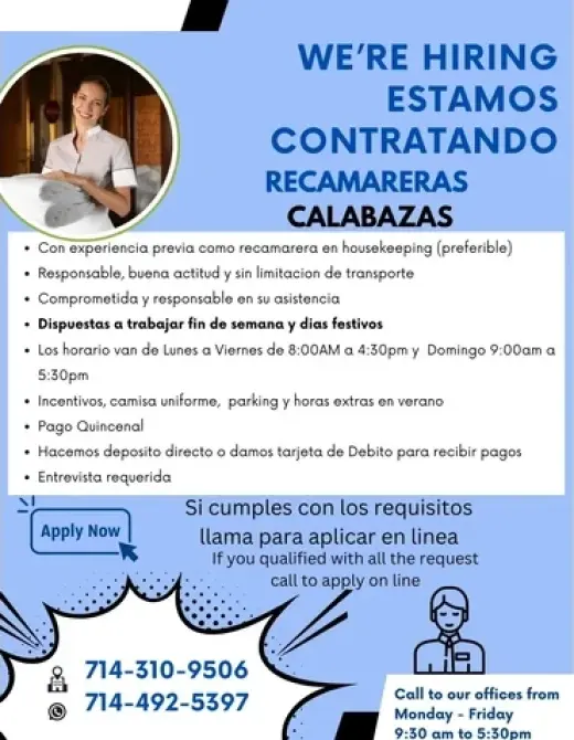 Recamarera Limpieza de hotel