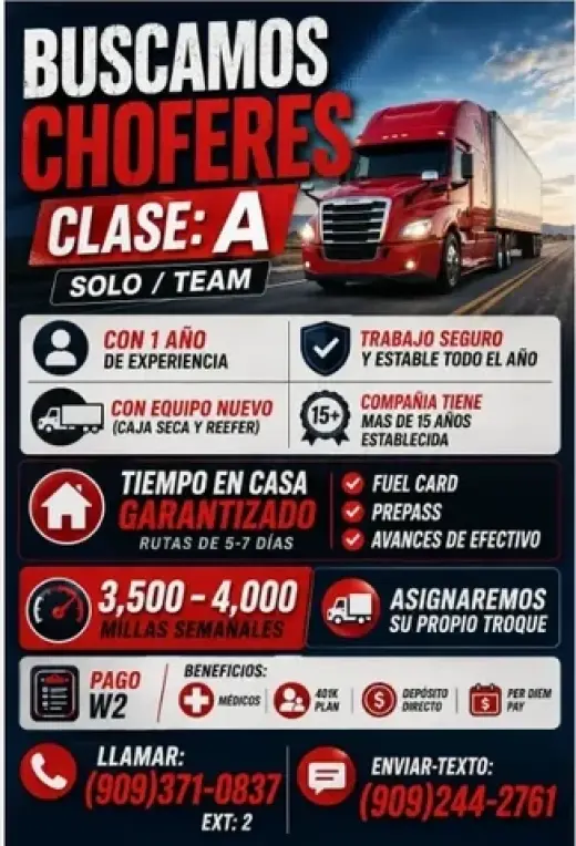 🚚BUSCAMOS CHOFERES CLASE:A