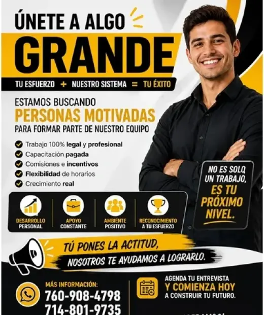 BUSCAMOS PERSONAS CON AMBICIÓN