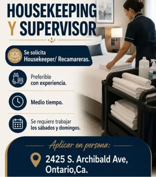 HOUSEKEEPING Y SUPERVISOR📍