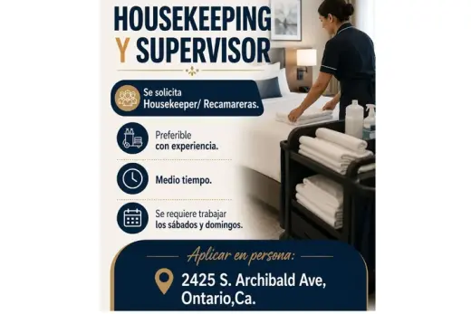 HOUSEKEEPING Y SUPERVISOR📍