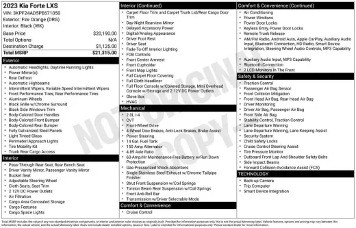 Kia Forte 2023 LX 4dr Sedan