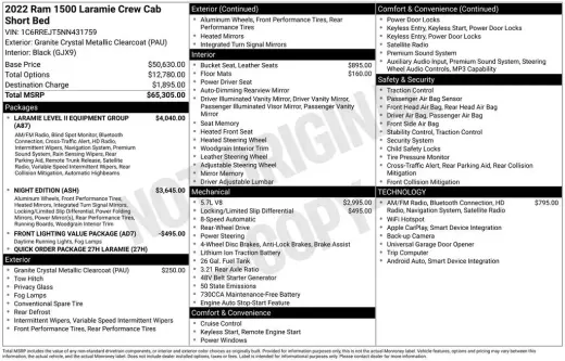 Ram 1500 2022 4x2 Laramie 4dr Crew Cab 5.6 ft. SB Pickup
