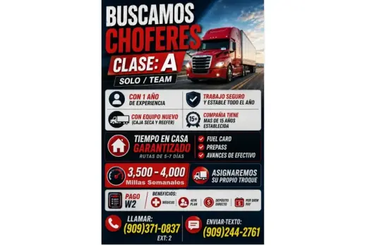 🚚BUSCAMOS CHOFERES CLASE:A