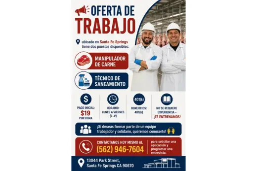 OFERTA DE TRABAJO/JOB OPENING!