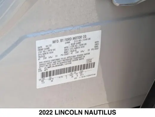 Lincoln Nautilus 2022 Standard 4dr SUV