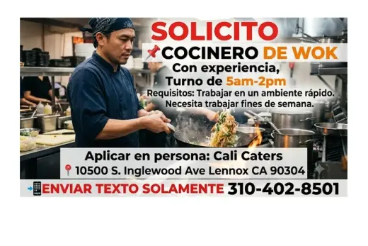 📌COCINERO DE WOK 📍Lennox
