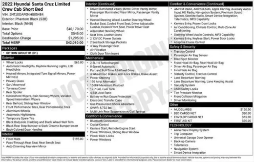 Hyundai SANTA CRUZ 2022 AWD Limited 4dr Crew Cab 4.3ft SB