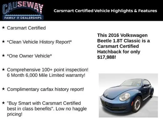 Volkswagen Beetle 2016 1.8T Classic PZEV 2dr Coupe